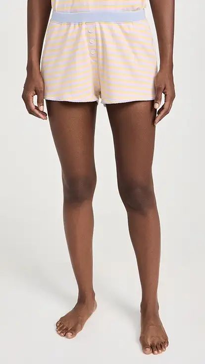 Cozyland by Morgan Lane Tate Shorts | Shopbop Spring Cotton Bottoms With Contrast Trim, Spring Casual Bottoms With Contrast Stripes, Spring Casual Striped Bottoms, Casual Spring Bottoms With Contrast Stripes, Casual Striped Bottoms For Spring, Casual Short Bottoms With Contrast Trim, Spring Loungewear Bottoms With Contrast Trim, Spring Cotton Bottoms With Striped Hem, Spring Contrast Stripes Cotton Bottoms