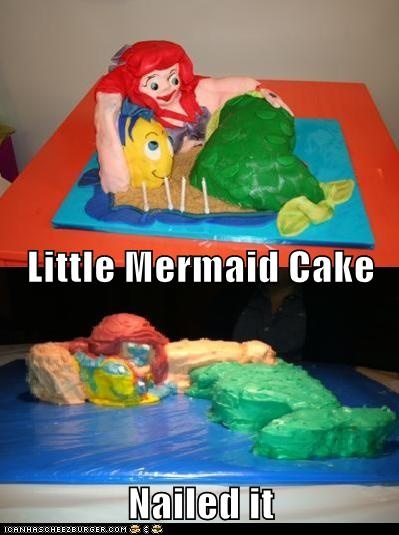 the little mermaid cake has been made to look like it is swimming