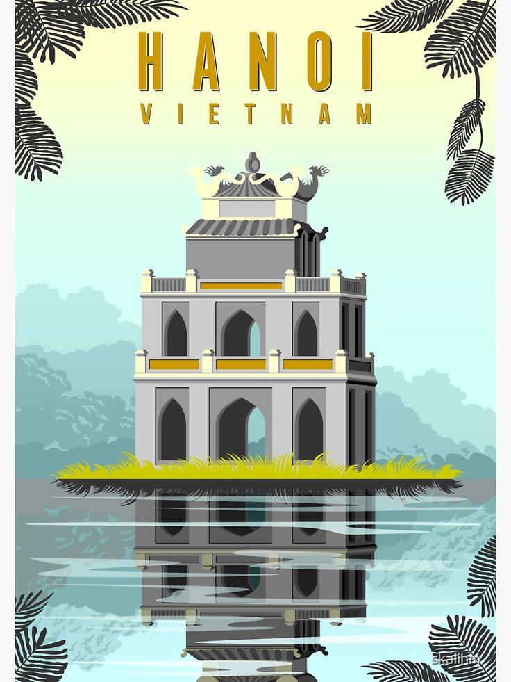 the vietnam travel poster with an image of a pagoda