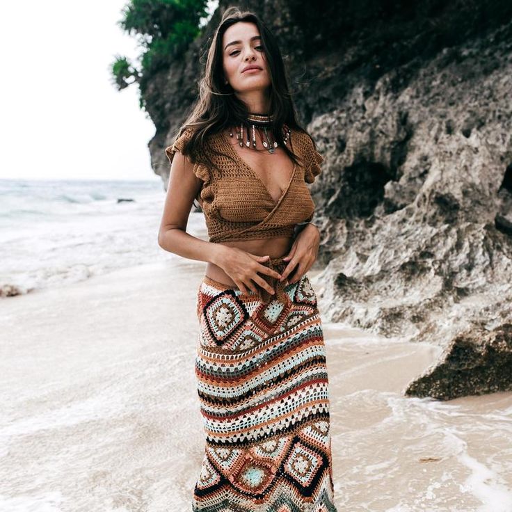 Spice Road Skirt – Andi Bagus Granny Square Maxi Skirt, Boho Granny Square, Halter Tops Outfit, Crochet Dress Boho, Spiritual Fashion, Andi Bagus, Boho Mode, Vintage Jumpsuit, Fashion Boho