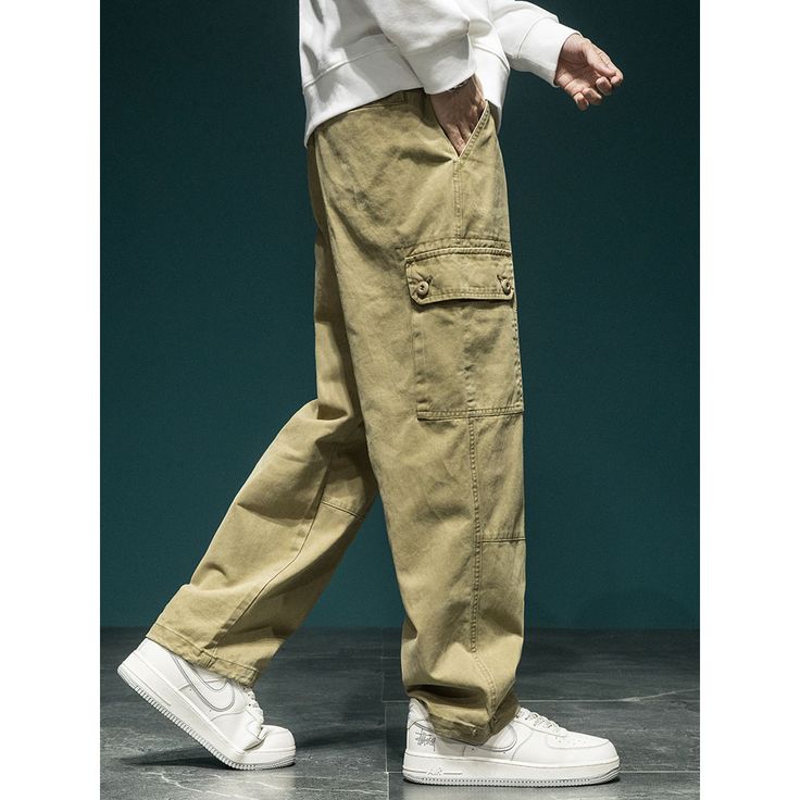 Retro Washed Functional Military Black Cargo Pants Fabric: 100% cotton Size: M, L, XL, 2XL, 3XL, 4XL Multiple Color Selections: Khaki, Black, Gray  Season: Spring, Fall, Summer, Winter Baggy Khaki Cotton Cargo Jeans, Baggy Cotton Cargo Jeans For Outdoor, Baggy Straight Cargo Jeans In Cotton, Full-length Cotton Parachute Pants With Pockets, Full Length Cotton Parachute Pants With Pockets, Cotton Full-length Parachute Pants With Pockets, Khaki Cotton Work Pants With Multiple Pockets, Full Length Khaki Cotton Cargo Jeans, Khaki Cotton Tapered Leg Cargo Jeans