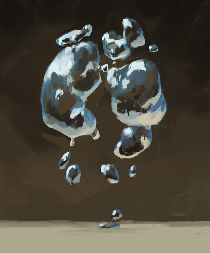 an abstract painting of two blue and white cats on a black background with drops of water