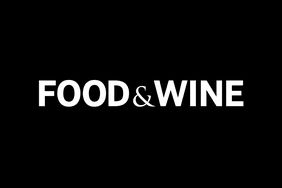 the food and wine logo is shown on a black background, with white letters that read'food & wine '