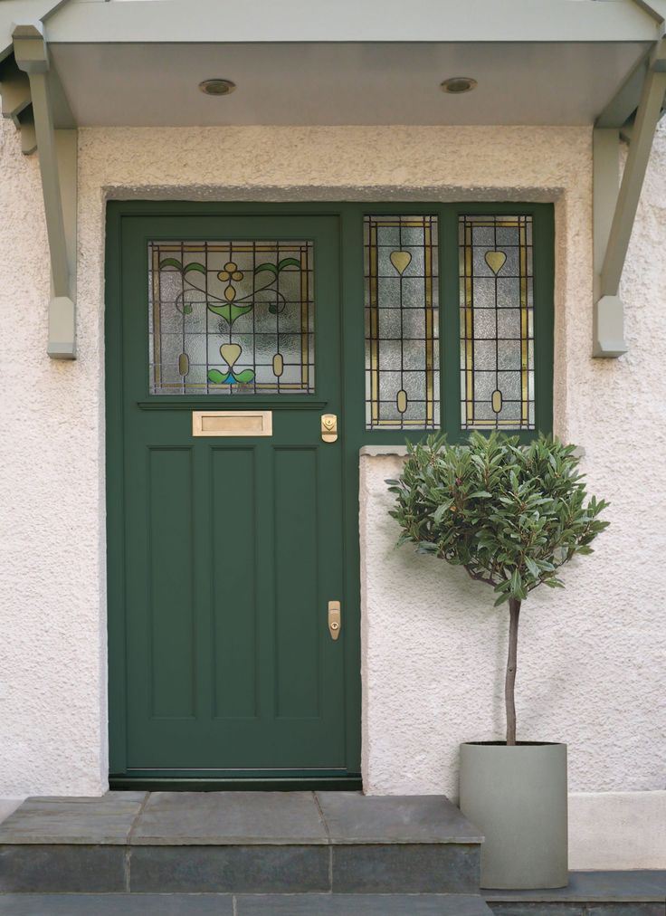 Dark Green 1930s Door | Luxury Front Doors | London Door Company 1930s Doors, Front Doors Uk, House Front Door Design, Green Front Doors, Front Door Styles, Hallway Designs, French Doors Patio, Door Inspiration, Exterior Front Doors