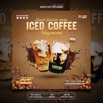 an advertisement for iced coffee is shown in this graphic design, it appears to have been created