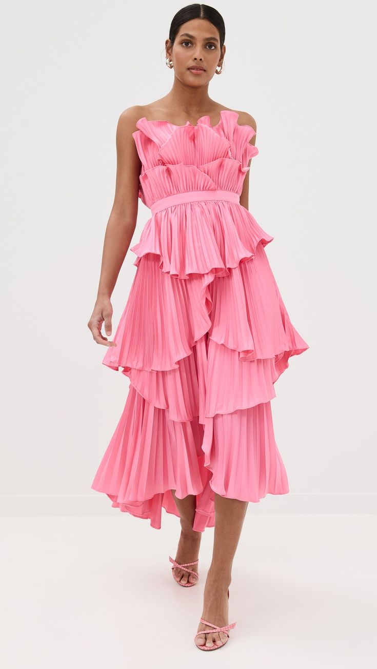 Fast Free Shipping & Free Returns on AMUR Judah Scallop Pleated Dress at Shopbop. Shop new arrivals from AMUR at Shopbop.com Cocktail Ruffle Dress With Tiered Ruffle Hem, Cocktail Ruffle Dress With Tiered Skirt, Evening Tiered Dress With Ruffle Hem, Evening Tiered Dress With Ruffles, Tiered Ruffle Hem Dress For Evening, Tiered Dress For Party, Fitted Tiered Dress For Evening, Fitted Tiered Evening Dress, Tiered Ruffle Dress With Ruffled Skirt For Cocktail