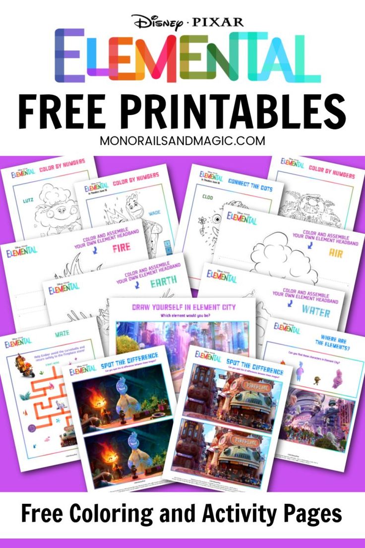 the free coloring and activity pages for disney pixar's fire printables