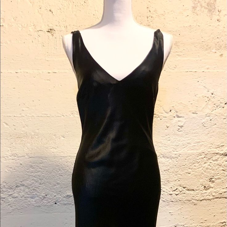 Only Worn Once! Black Evening Dress With Low Back And Chiffon Adjustable Strap Detail. Tea Length. Very Flattering And Comfortable. Pet And Smoke Free Home. Fitted V-neck Bias Cut Mini Dress, Fitted Bias Cut V-neck Mini Dress, Black Slip Dress With Bias Cut For Cocktail, Fitted Knee-length Black Slip Dress, Fitted Black Knee-length Slip Dress, Fitted Black Midi Dress With Bias Cut, Black Bias Cut Slip Dress For Cocktail, Black Fitted Lined Slip Dress, Fitted Black Lined Slip Dress