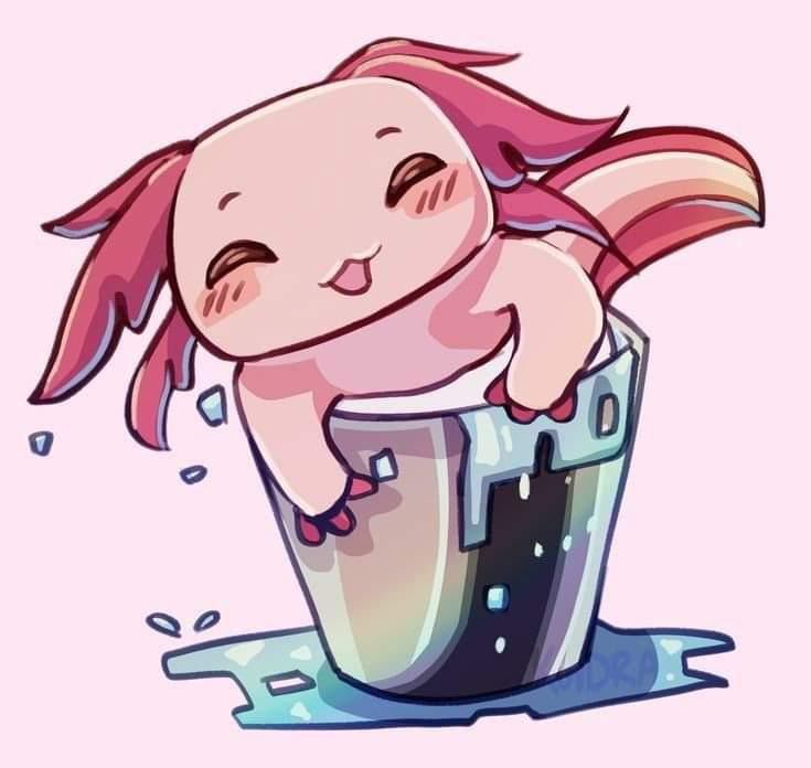 a cartoon character sitting in a cup with water splashing on the floor and smiling