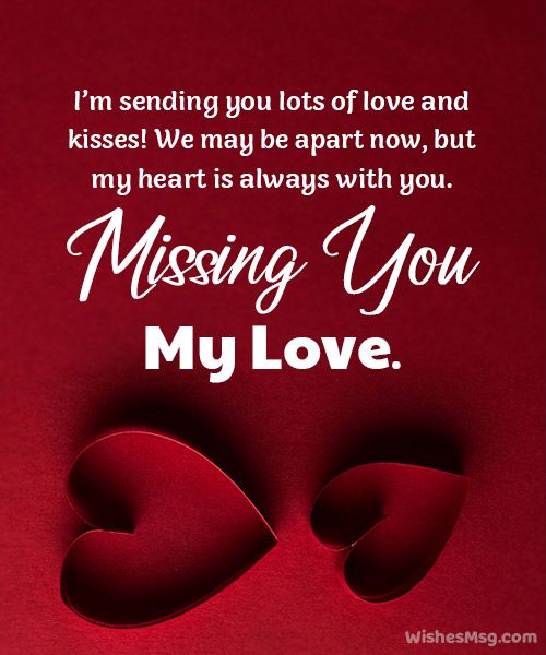 a red background with two hearts and the words missing you my love