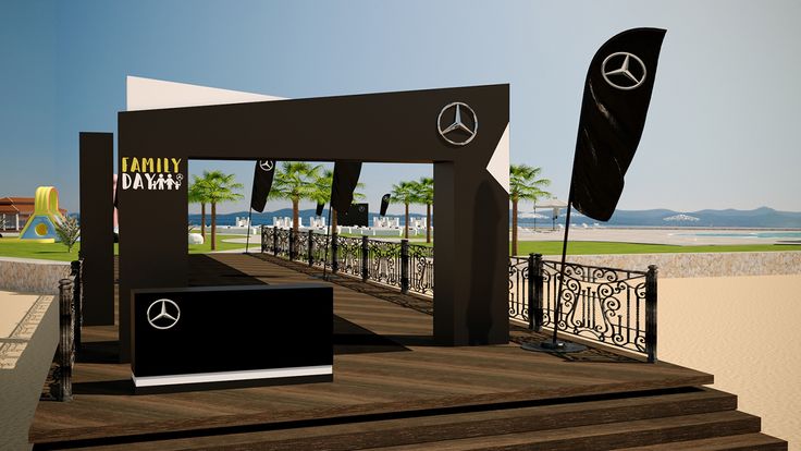 an artist's rendering of a stage set up for a fashion show on the beach