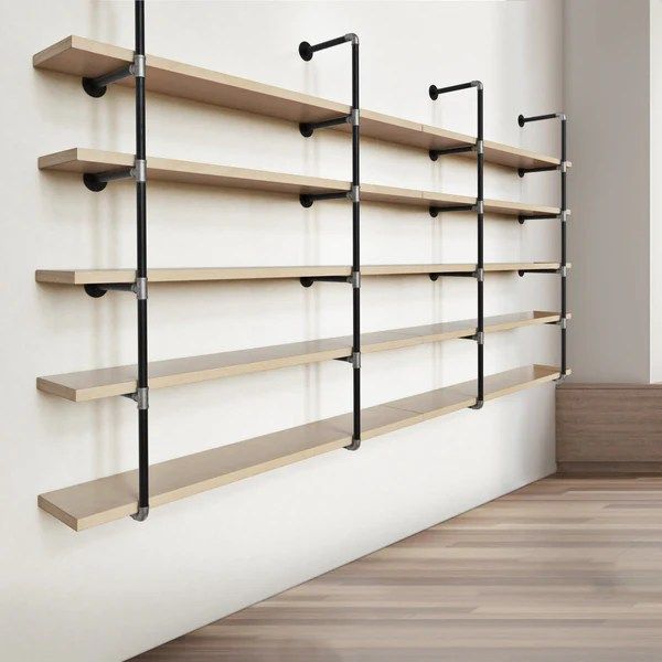 industrial pipe shelves, maple shelves, industrial shelves, wall mounted shelves, wall mounted shelving, customizable shelves, heavy duty shelves, solid wood shelves, Pipe Shelf, Salon Suites, Building Furniture, Retail Shelving, Pipe Shelves, Industrial Shelving, Table Shelves, Boutique Interior, Pipe Fitting