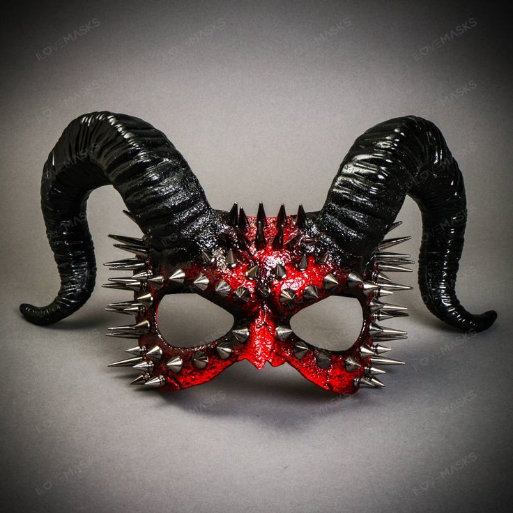 This Devil Spikes Mask With Back Twisted Horns Is Made From Plastic, Then Decorated And Hand Painted To Give It An Beautiful Bloody Texture Look. The Mask Is About 12" Tall And 14" Wide. The Masquerade Mask Will Make A Great Costume Accessory. Product Feature Made From Plastic With Plastic Plastered And Handcrafted And Hand Painted. Great For A Masquerade Ball, Venetian Costume, Halloween Costume Features Mythological Beasts May Also Be Used As A Display Piece Hand Painted With A Unique Texture Masqurade Mask With Horns, Scary Bat Mask, Halloween Mouth Mask, Metal Demon Mask, Scary Masquerade Masks, Devil Mask For Kids, The Four Horsemen Masks, Black Punk Masks For Party, Punk Black Party Masks