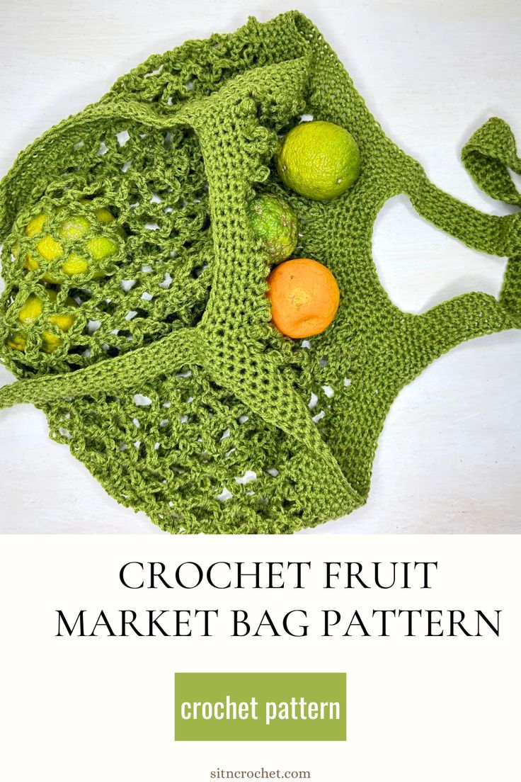 A handmade crochet fruit market bag, perfect for carrying fresh produce in a sustainable and stylish way. Free Crochet Market Bag, Cotton Yarn Projects, Crochet Grocery Bag, Grocery Bag Pattern, Cotton Crochet Patterns, Shopping Bag Pattern, Crochet Free Patterns, Crochet Market, Crochet With Cotton Yarn