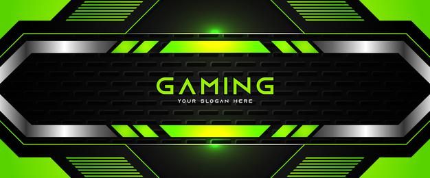 a green and black background with the text gaming