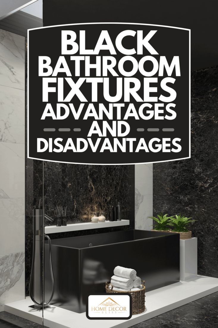 black bathroom fixtures and appliances displayed in front of a sign that reads,'black bathroom fixtures