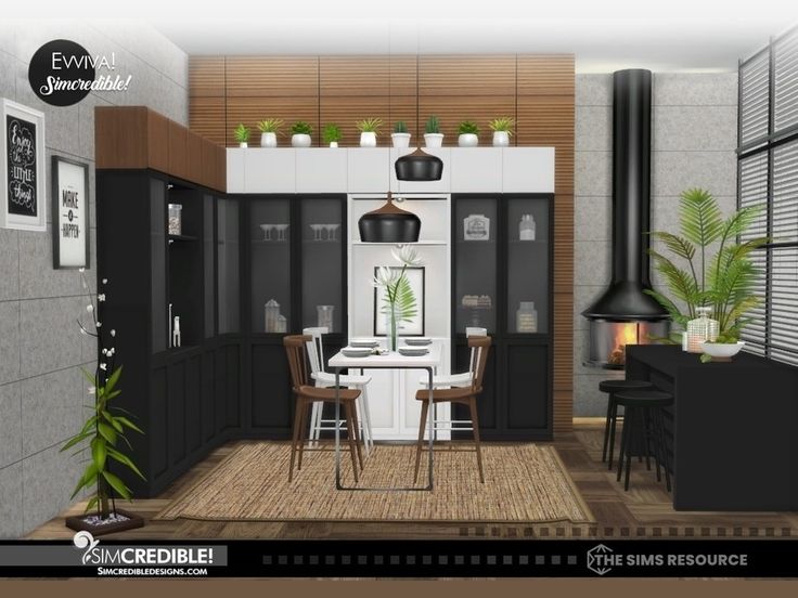 The Sims Resource - Evviva! Dining [patreon] Small Dining Room Design Ideas, Sims 4 Dining Room, Living Room Ideas Rustic, Small Dining Room Design, Room Ideas Rustic, Small Living Room Designs, Bath London, Rustic Living Room Ideas, Sims Hilditch