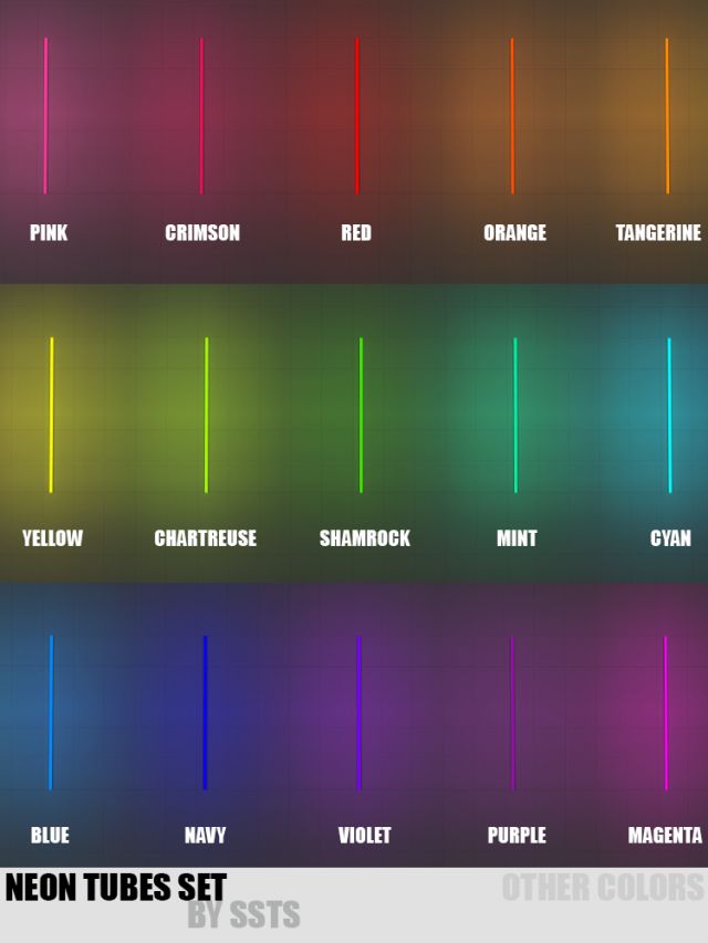 the neon tubes set includes different colors and sizes for each type of lightening effect