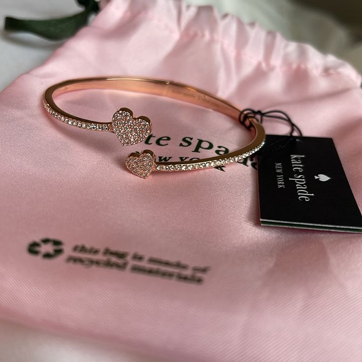 Brand New With Tags, Kate Spade Heart Bracelet, And Rose Gold. Bangle Bracelet With Tags And Kate Spade Pouch. Kate Spade Gold Bracelet, Custom Gold Jewelry, Xoxo Jewelry, Rose Gold Bangle Bracelet, Dream Wishlist, Kate Spade Heart, Dope Jewelry Accessories, Kate Spade Bracelet, Preppy Jewelry