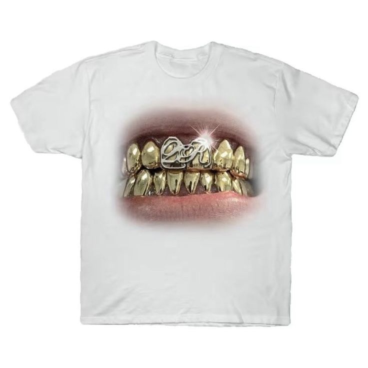 Silver And Gold Grills T-Shirt Fast Shipping $25 Lowest I Can Do Custom Deadstock Hit Me With Questions Popular Clothes, Gothic Harajuku, Geometric Clothing, Emo Aesthetic, Clothing Website, Army Shirts, Vintage Crop Tops, Popular Outfits, Aesthetic Summer