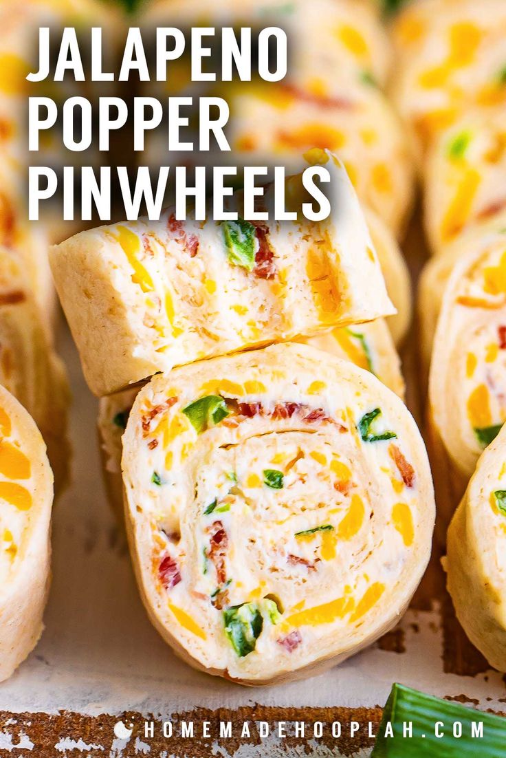 Jalapeno Popper Pinwheels! Jalapeno popper pinwheels meld creamy cheese, crispy bacon, and spicy jalapeno, delivering an unforgettable flavor burst that's ideal for any special occasion. | HomemadeHooplah.com Jalapeno Popper Pinwheels, Cream Cheese Pinwheels, Pinwheel Sandwiches, Tailgate Snacks, Jalapeno Popper Recipes, Cheese Pinwheels, Pinwheel Appetizers, Tortilla Rolls, Pinwheel Recipes