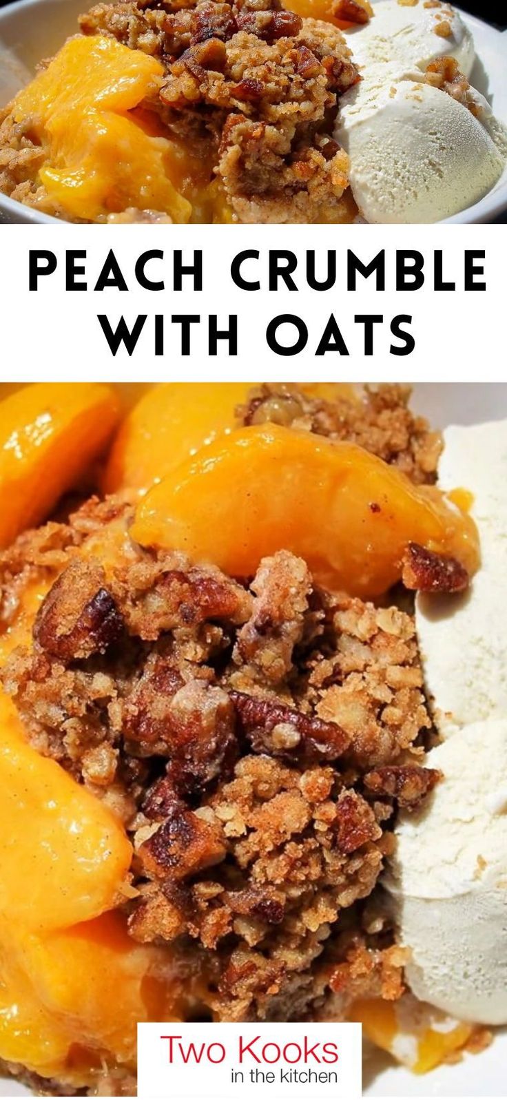 peach crumbled with oats is an easy dessert that's ready to be eaten