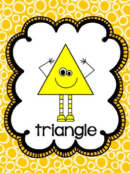 a yellow triangle with the word triangle on it's side and an image of a smiley