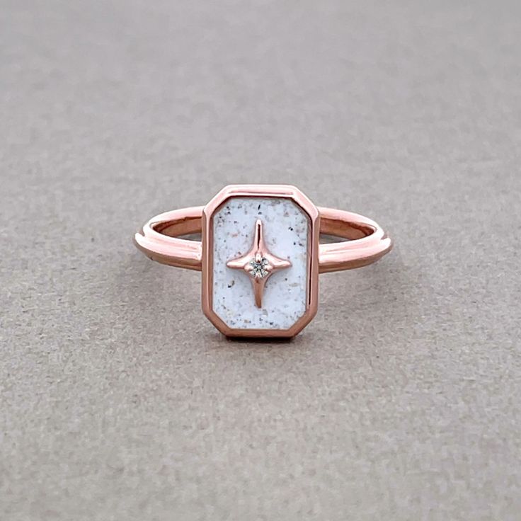 Ring Diamond Star Cremation Ring White Enamel Rings Fine Jewelry, Elegant Enamel Signet Ring As Gift, Luxury Enamel Rings Perfect As Gifts, Rose Gold Enamel Ring Jewelry, Luxury Enamel Ring As Gift, Luxury Enamel Rings As Gift, Diamond White Star Shaped Ring Gift, White Enamel Open Ring For Anniversary, Elegant Star-shaped Signet Ring For Gift