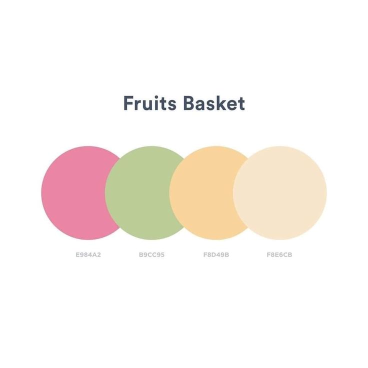 the four colors of fruit's basket are shown in three different sizes and shapes