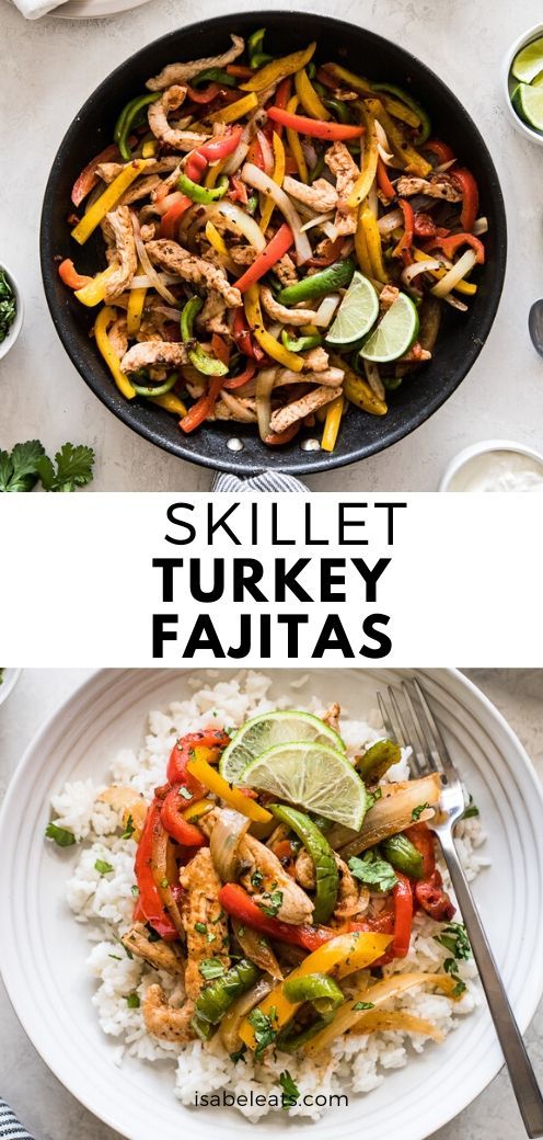 skillet turkey fajitas with rice and vegetables