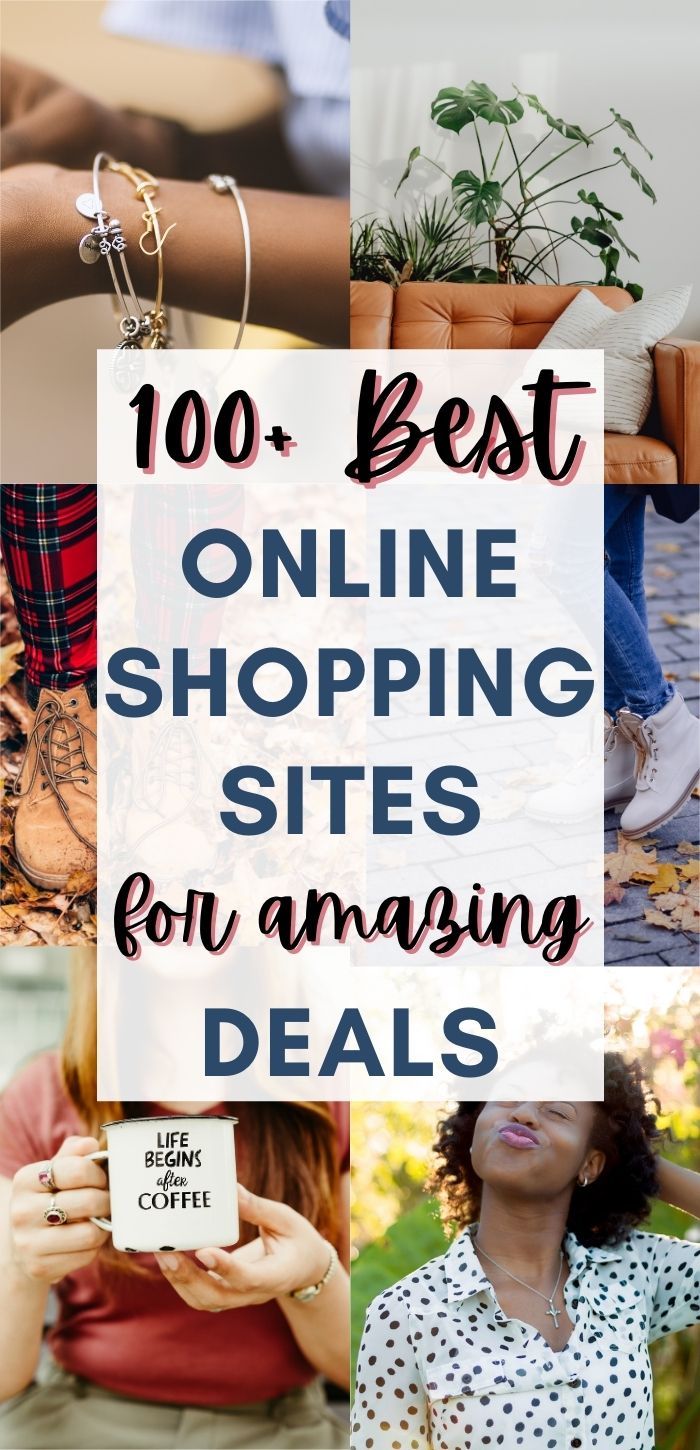 the words, 100 best online shopping sites for amazing sales are overlaided with images of women