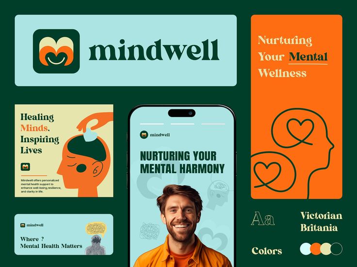 an advertisement for mental health products with a smiling man on the front and back cover