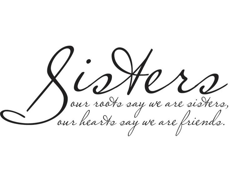 the word sisters is written in cursive writing on a white background with black ink