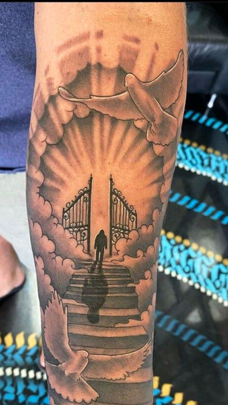 Gates Of Heaven Tattoo
#HeavenlyGateways #EternalTattoo #AngelInk
#GateToParadise #DivineInk #WingedTattoo
#GatesOfEternity #HeavenlyInkArt #GatekeeperTattoo #AngelicArtistry #CelestialInk
#InkOfTheDivine #AscensionTattoo
#GatewayToInfinity #HeavenBoundInk Heaven Leg Sleeve Tattoo, Gate Of Heaven Tattoo, Angel Stairs To Heaven Tattoo, Our Father Who Art In Heaven Tattoo, Steps To Heaven Tattoo, Heaven Forearm Tattoo, Heavenly Tattoos For Men, Tattoos For Passed Loved Ones For Men, Walking To Heaven Tattoo