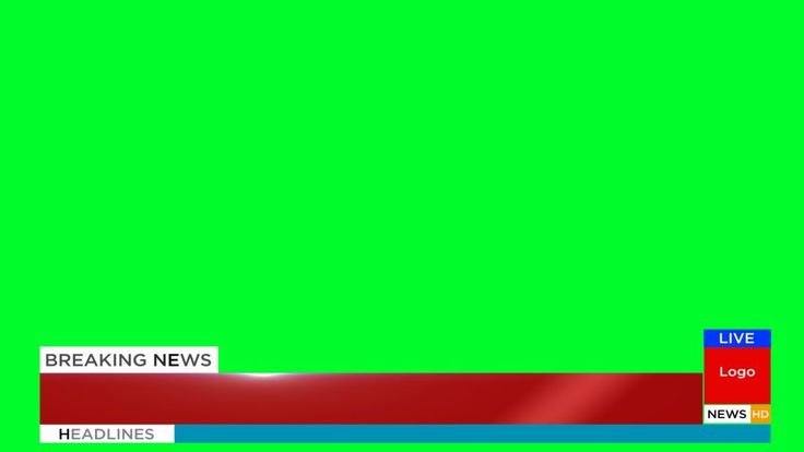 a green screen with the words breaking news in red, white and blue on it