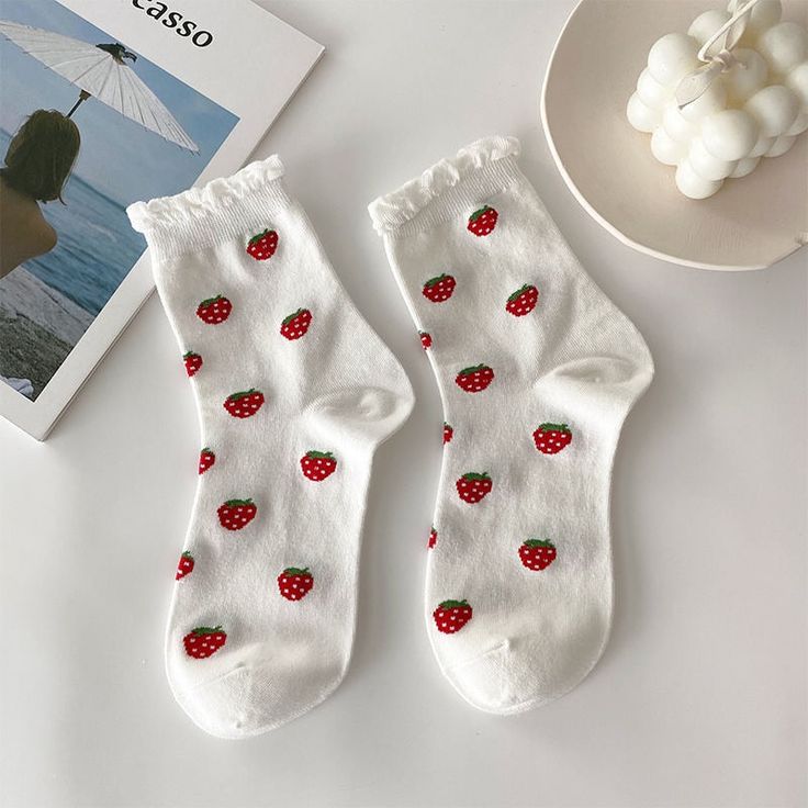 🍓🧦 Strawberry Print Cotton Socks: Sweet and Playful 🧦🍓 Elevate your sock game with our Strawberry Print Cotton Socks. These socks add a touch of sweetness and whimsy to your style. 🍓 Delightful Strawberries: These cotton socks feature adorable strawberry prints that bring a touch of fruity charm to your outfit. Perfect for those who love all things sweet and playful. (´∩｡• ᵕ •｡∩`) 🦋 Comfortable and Stylish: Not only are these socks visually delightful, but they are also comfortable to wear Comfortable Red Socks For Summer, Summer Cotton Socks For Gifts, Playful Summer Socks For Gifts, Playful Summer Socks As A Gift, Playful Summer Gift Socks, Casual Summer Socks As Gift, Casual Summer Socks For Gifts, Casual Summer Socks For Gift, Playful White Socks For Spring