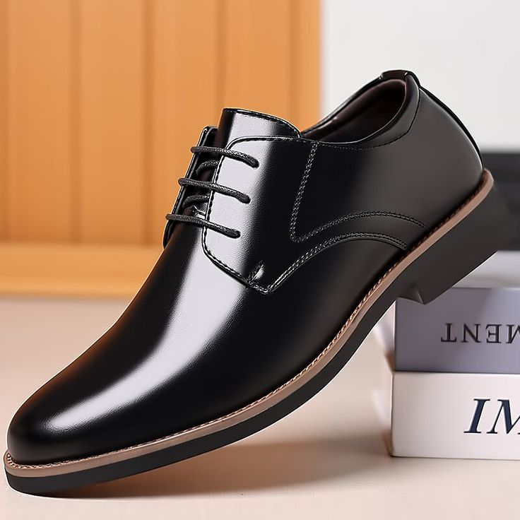 Category:Oxfords,Shoes; Upper Materials:Faux Leather,Leather; Embellishment:Splicing; Season:Fall,Spring; Gender:Men's; Activity:Walking; Toe Shape:Pointed Toe; Style:British,Chinoiserie,Business; Outsole Materials:Rubber; Occasion:Daily,Wedding; Closure Type:Lace-up; Function:Warm; Pattern:Solid Colored; Listing Date:03/24/2023; 2024 Trends:Dress Loafers,Leather Shoes,Formal Shoes,Tuxedos Shoes,Derby Shoes; Foot Length:; SizeChart1_ID:2:183550; Size chart date source:Provided by Supplier.; US S Luxury Men's Dress Shoes For Office, Men's Luxury Dress Shoes For Work, Luxury Elegant Men's Shoes For Derby, Luxury Men's Dress Shoes For Business Casual, Luxury Leather Men's Shoes For Formal Occasions, Luxury Men's Dress Shoes For Work, Luxury Men's Leather Sole Shoes For Business Meetings, Luxury Gentleman Plain Toe Dress Shoes, Mens Black Dress Shoes