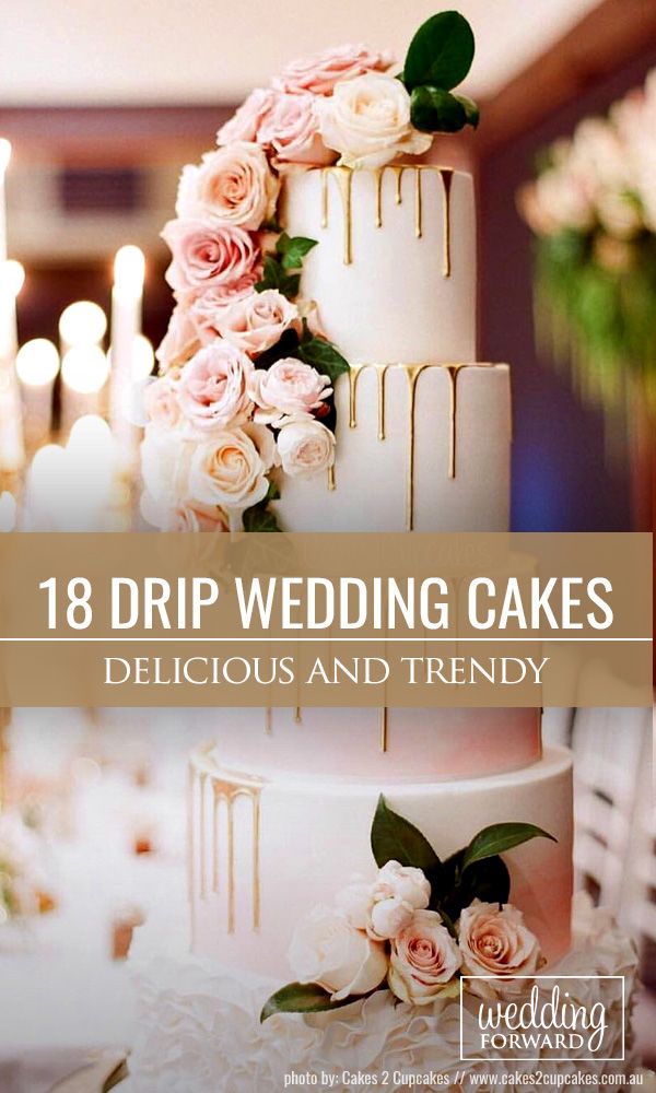 18 Delicious And Trendy Drip Wedding Cakes ❤ Drip wedding cakes became one of the hottest trends. Your wedding cakes will be especially creative and unique because the drip can be of any color: white, gold, chocolate, caramel or any other. See more: http://www.weddingforward.com/drip-wedding-cakes/ #wedding #drip #cakes Drip Wedding Cake Ideas, Drip Wedding Cakes, Gold Drip Wedding Cake, Wedding Drip Cake, Barrel Wedding Cake, Trendy Wedding Cake, Drip Wedding Cake, Wedding Cake Simple Elegant, White And Gold Wedding Cake