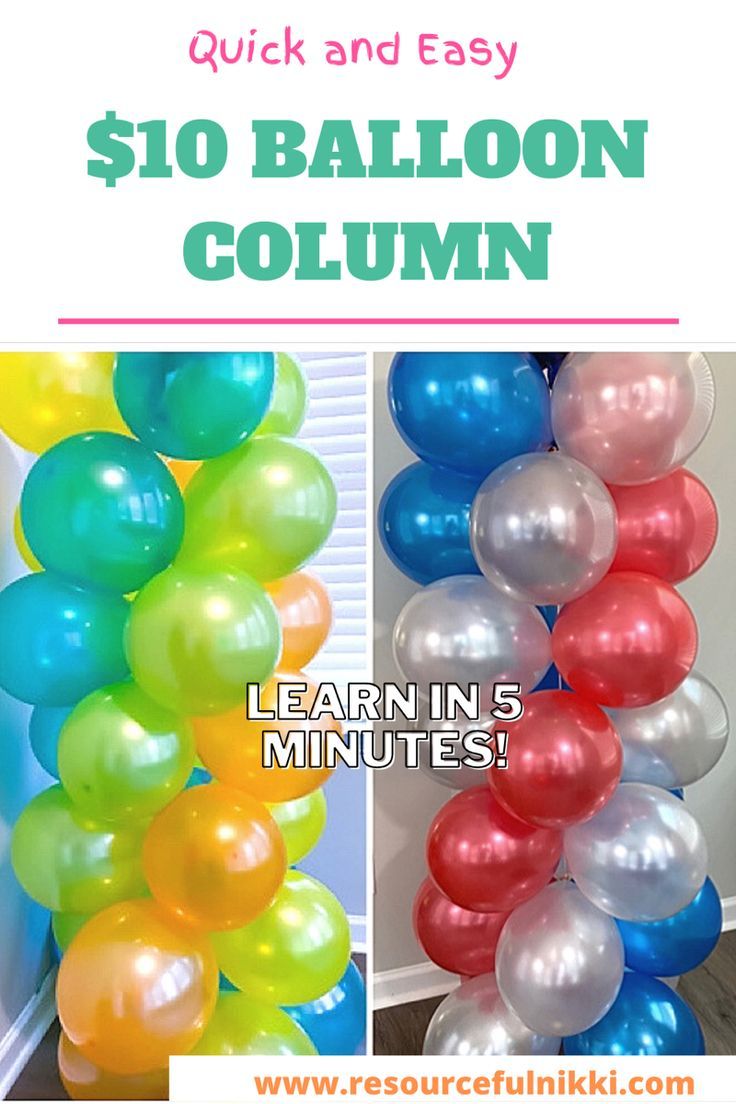 balloons with the words $ 10 balloon column in front of it and an image of how to