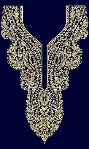 an ornate gold necklace on a dark blue background greeting card by panoramic images