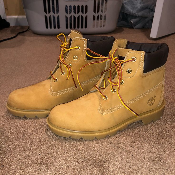 Brand New, Never Worn Timberlands. Still In Original Box. Classic Yellow Boots With Round Toe, Classic Yellow Round Toe Boots, Casual Yellow Boots With Reinforced Toe, Yellow High-top Timberland Boots, Timberland Yellow Winter Boots, Yellow Timberland Boots For Winter, Yellow Winter Boots With Reinforced Toe, Casual Yellow Boots With Reinforced Heel, Yellow Lace-up Work Boots With Reinforced Toe