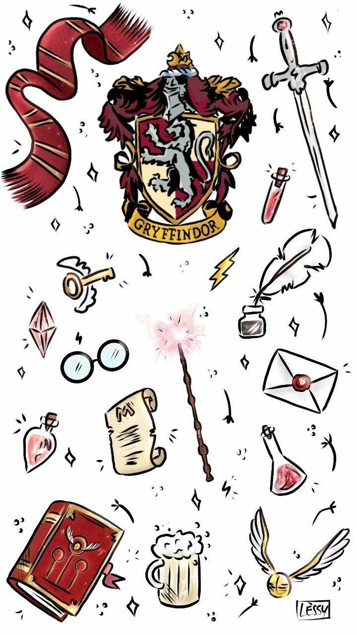 harry potter sticker sheet with hogwart's crest, books and other items