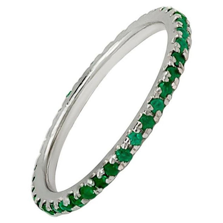 A dainty emerald band that contains approximately 0.90 carats of emeralds. This chic ring can be worn single or stacked with the same or multiple colors for a fun accessory! The material of this ring is 18K gold. Emerald Band, Chic Rings, Emerald Engagement, Engagement Bands, Gold Platinum, Rope Bracelet, Band Rings, 18k Gold, Emerald