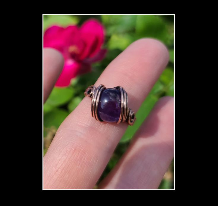 This ring is made with a natural amethyst gemstone that is wrapped in solid copper which has been oxidized and polished for an antiqued look.    This ring is a size 6 3/4. It is not adjustable.   This ring will arrive in a gift box. Lion Pendant, Copper Style, Copper Ring, Amethyst Gem, Purple Band, Copper Rings, Opal Pendants, Amethyst Gemstone, Rings Statement