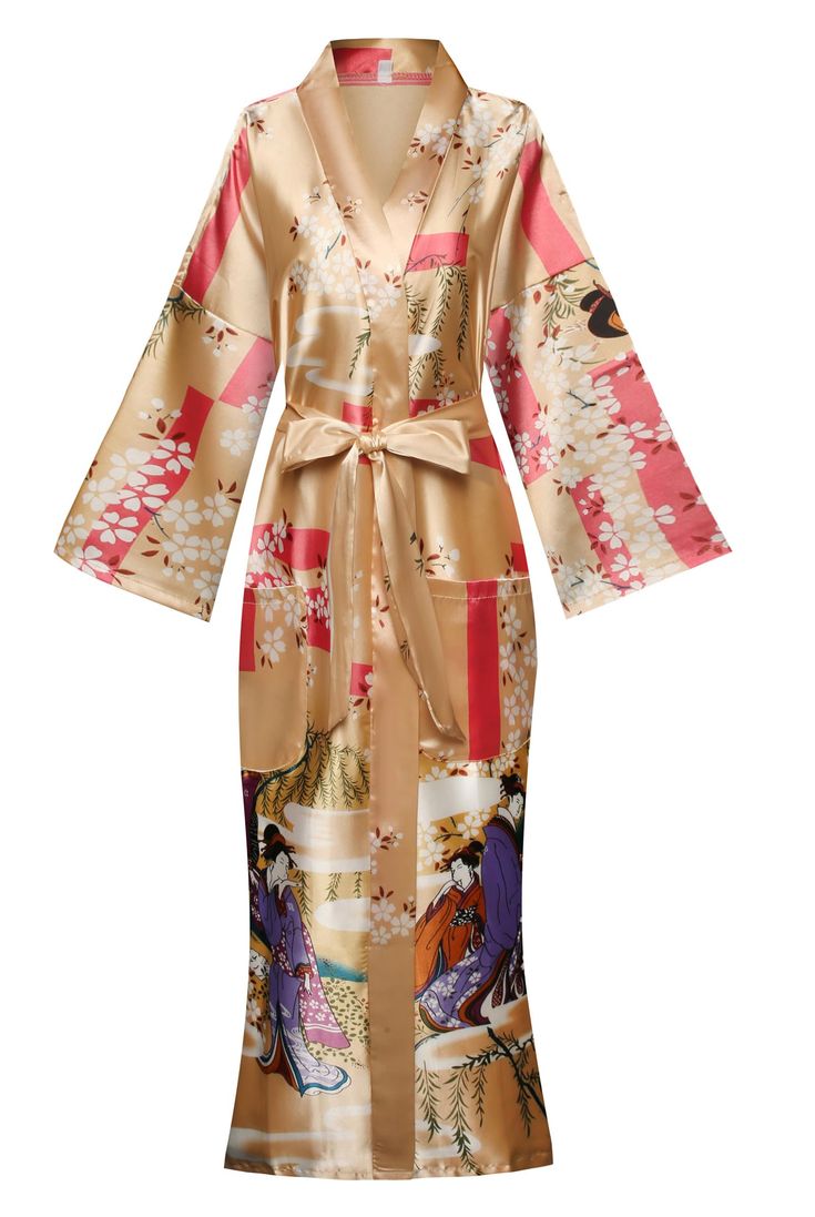 PRICES MAY VARY. Silky smooth,lightweight and comfortable.Classic kimono style. Satin long robes are calf length with front pockets and self-tied belt. Silky kimono robes are super soft with vivid colors that will bring you different skin feeling and luxurious look. Perfect for daily lounge wear,sleepwear,or as a bathrobe or photoshoot; Outerwear as a cover-up is also a good choice. Women's Silky Kimono Robes Long Bathrobes Satin Sleepwear

These silky kimono robes are super soft with vivid colo Japanese Kimono Traditional, Kimono Outerwear, Wedding Kimono, Bridesmaid Dressing Gowns, Satin Sleepwear, Kimono Robes, Traditional Kimono, Asian Street Style, Women's Robe