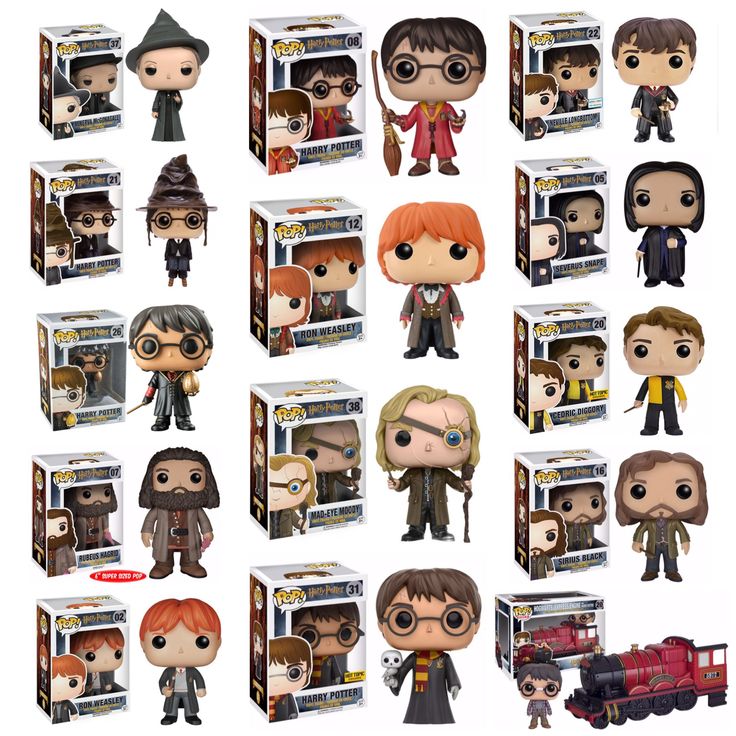 the harry potters pop vinyl figures are shown in different styles and sizes, including one with