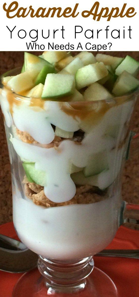 yogurt parfait with cucumbers and apples in a glass dish