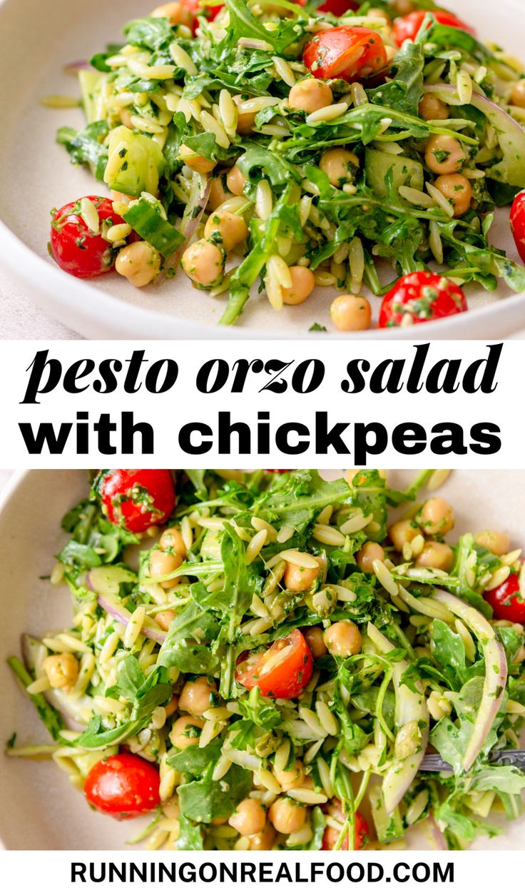 pesto orzo salad with chickpeas is an easy and healthy side dish