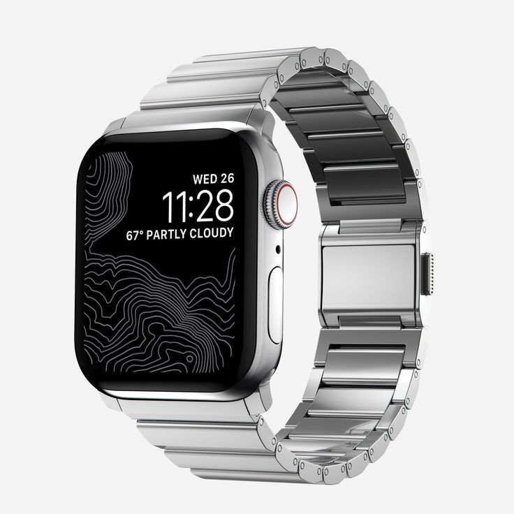 an apple watch with a metal bracelet