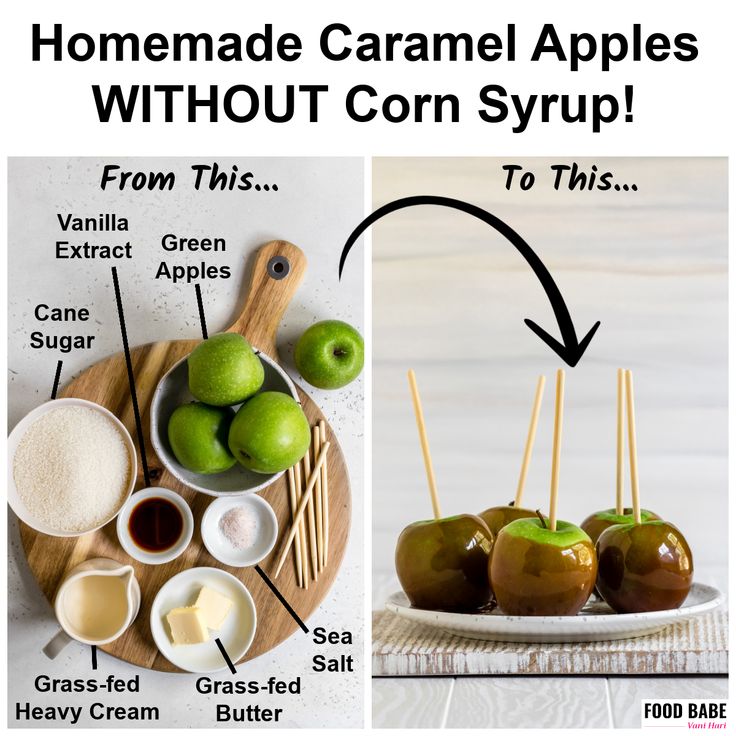 the ingredients for homemade caramel apples without corn syrup